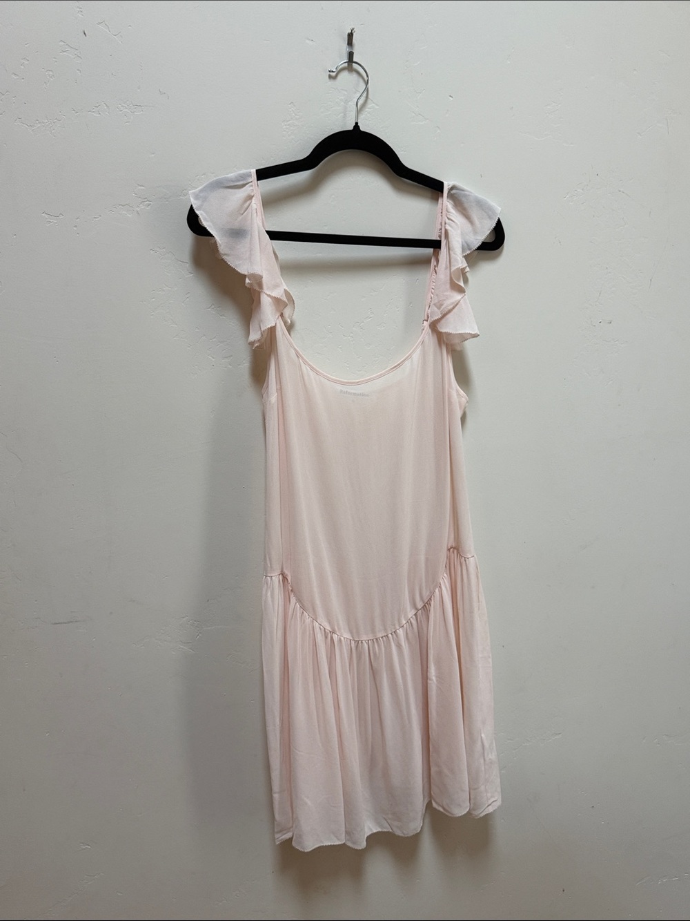 Reformation Pale Pink Ruffle-Strap Slip Dress